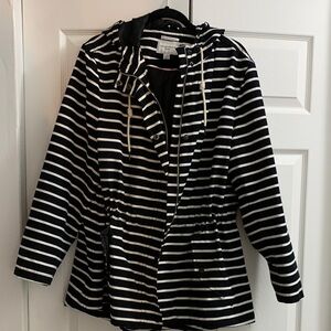 Charter Club Black and White Striped Utility Jacket